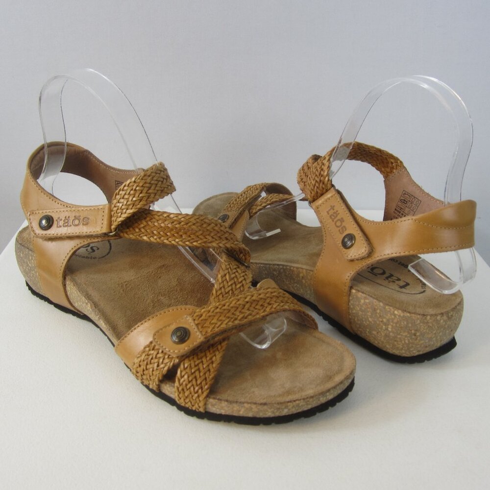 New Taos Womens 9 - 9.5 Beige Woven Leather Wedge Sandals Slide Comfort EU 40 - Picture 7 of 14